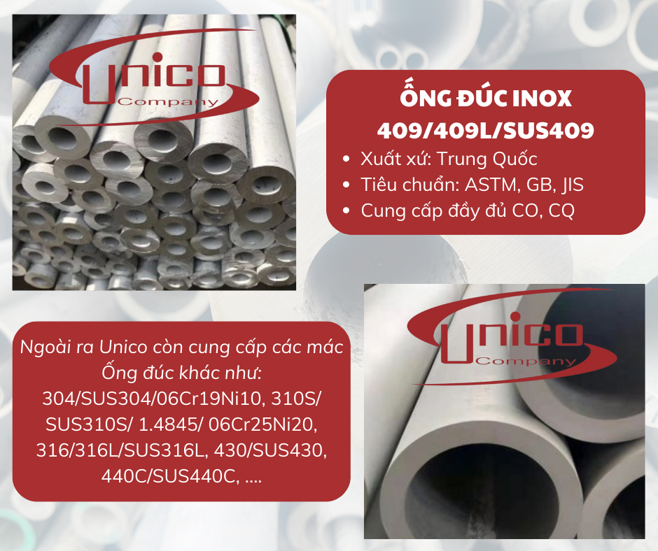 Ống đúc 409/409S/SUS409 - Unico Steel